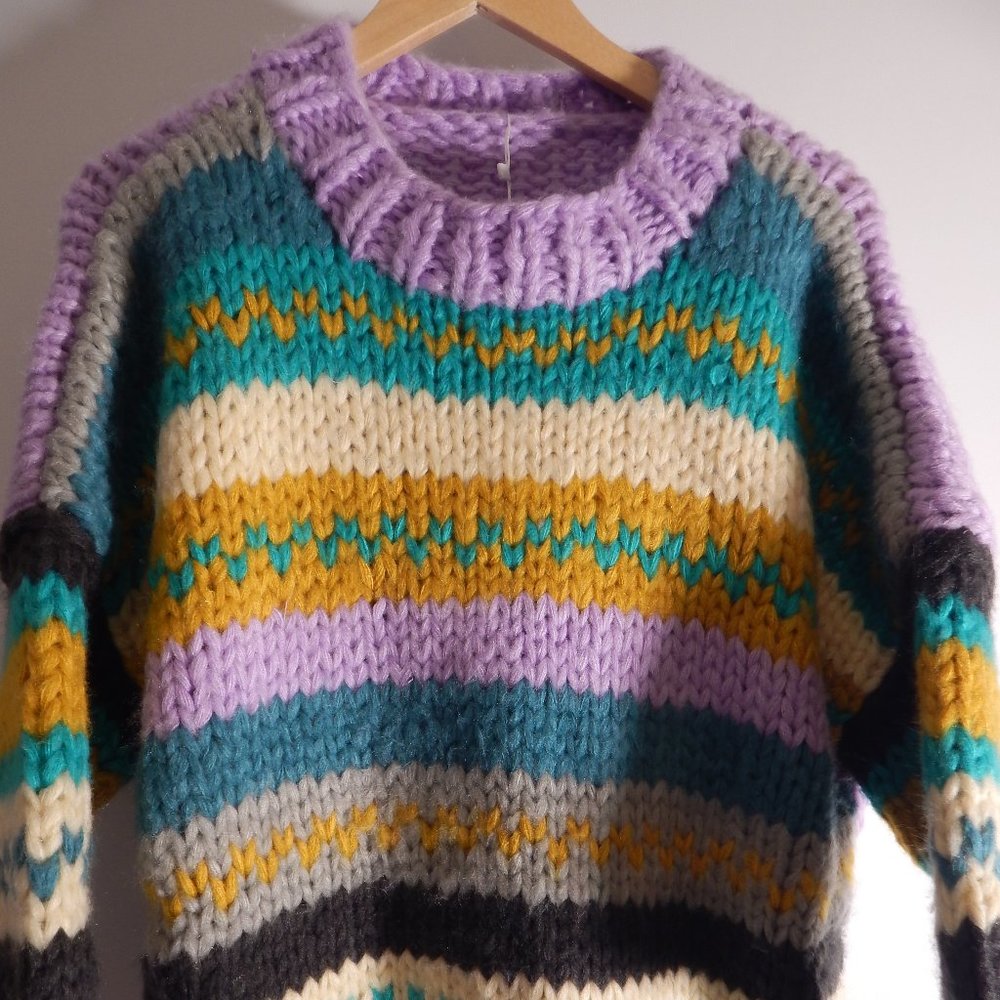 Tov Holly Chunky Oversized 3/4 Sleeve Multi Color Womens 44/10